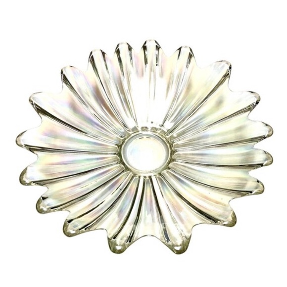 Large Decorative Glass Bowl Celestial Iridescent Federal Glass 11" Diameter - Picture 5 of 6